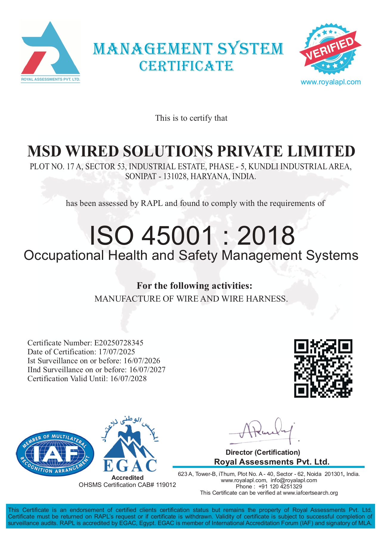 Certificates MSD Wired Solutions ISO BIS Certified Certificates MSD Wired Solutions ISO BIS Certified